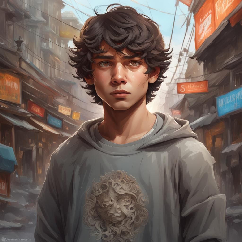 Detailed Portrait of a Boy in Hyperrealistic Style