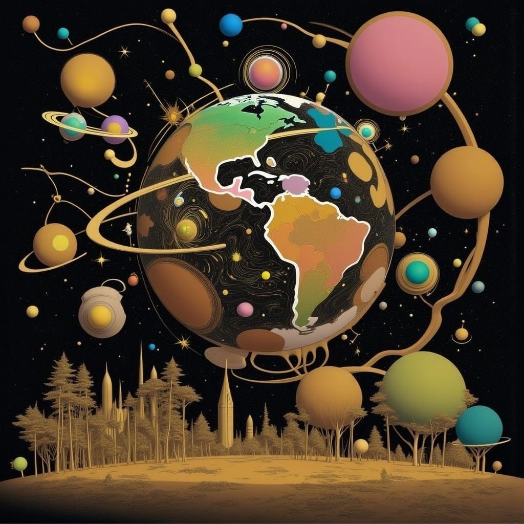 Dark Globe with Galactic Beige Texture