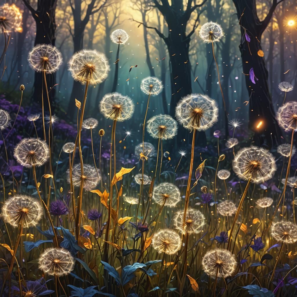 Glowing Dandelion Forest in Fantasy Concept Art