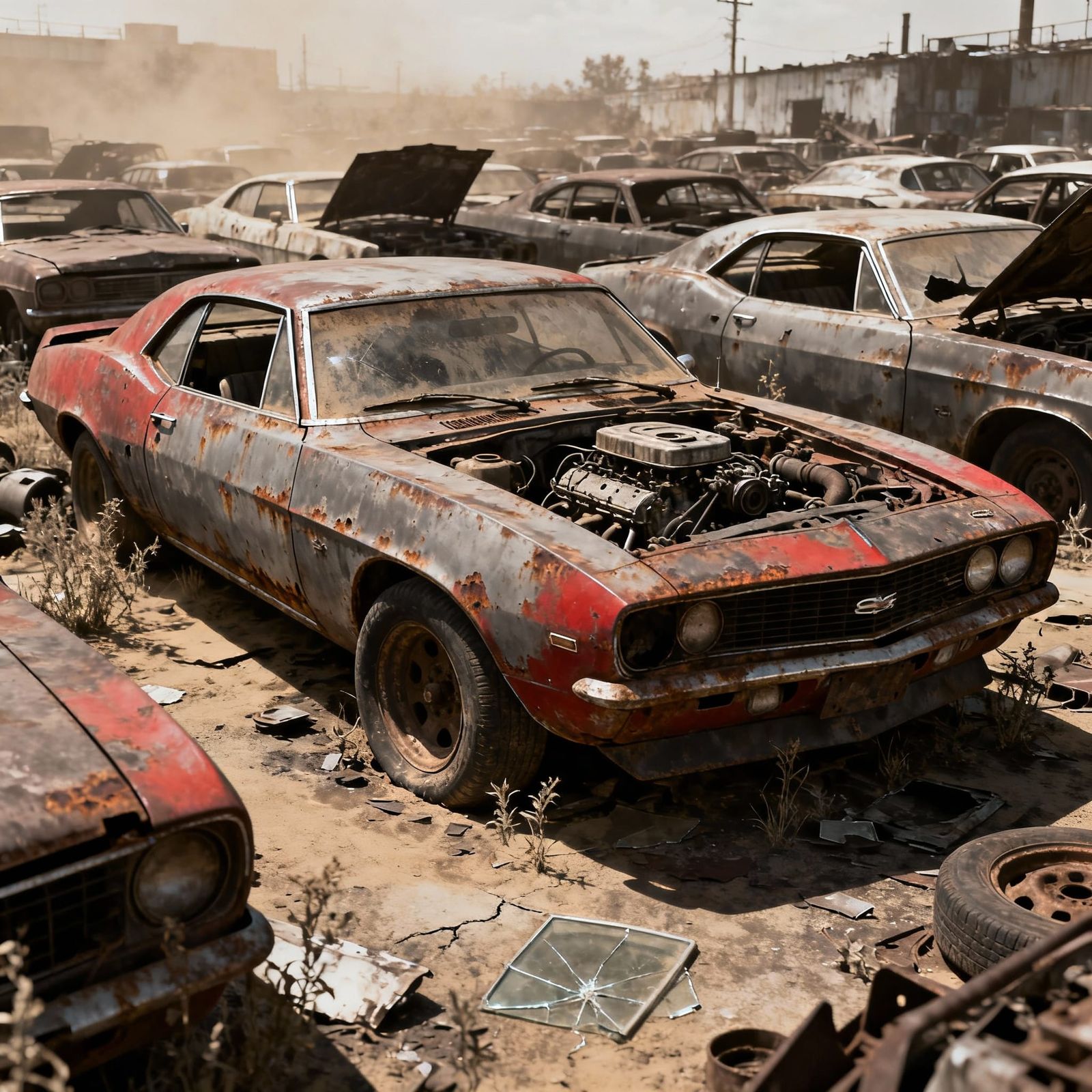 Abandoned 1969 Camaro in Junkyard Graveyard