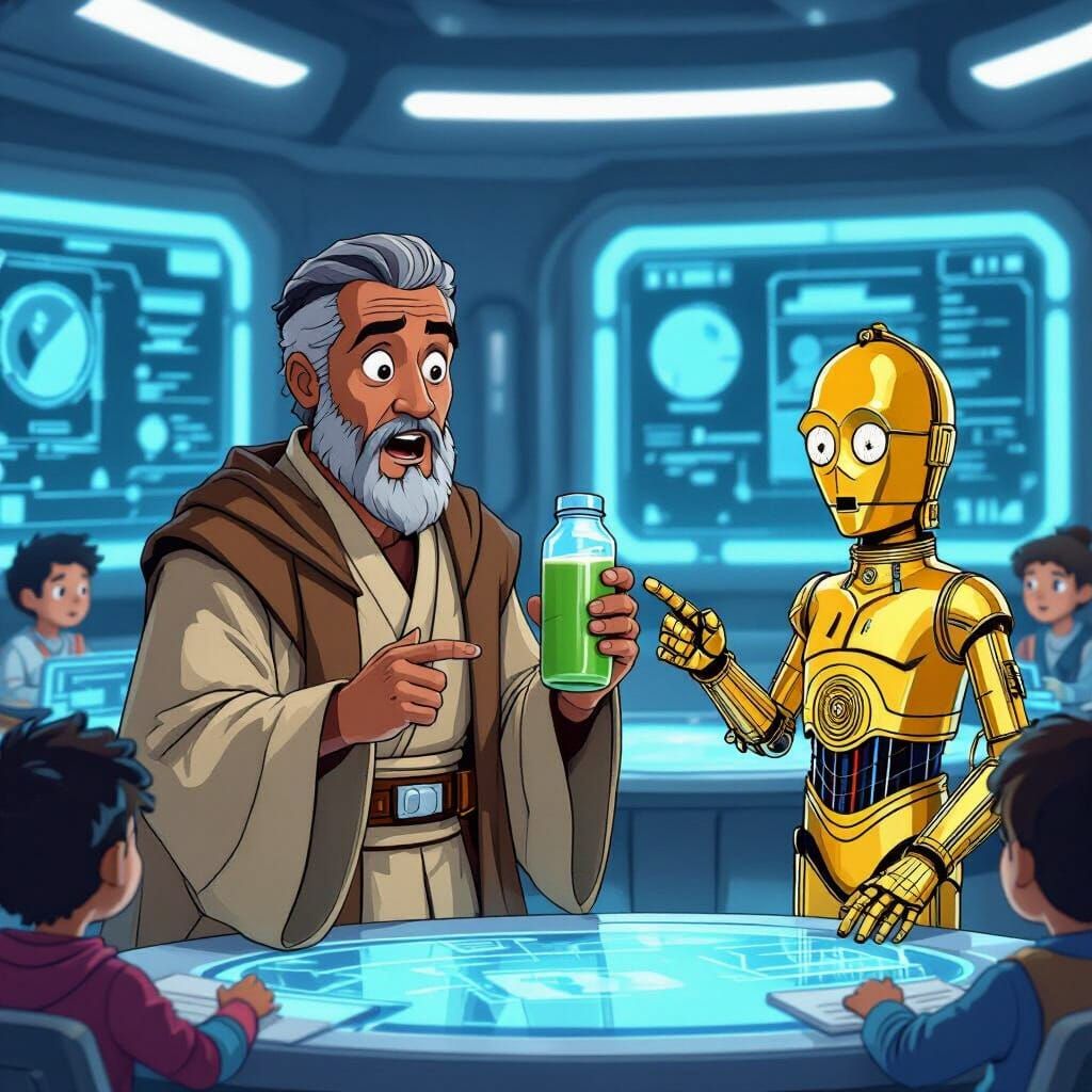Jedi Master's Smoothie Shock in Anime Style