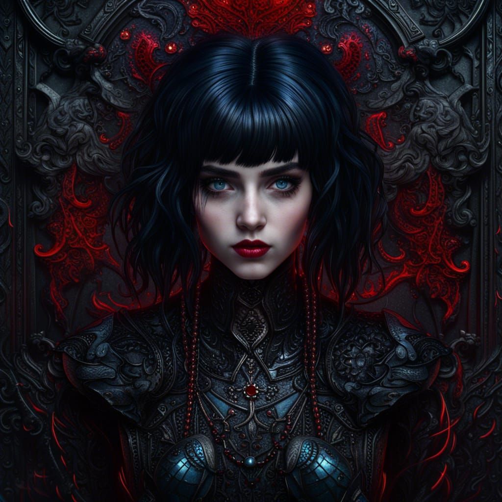 Detailed Goth Girl Portrait in Fantasy Art Style