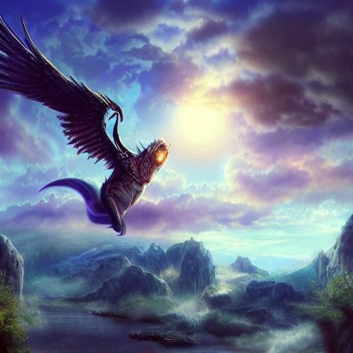 Magical Creature in a Cinematic Sky