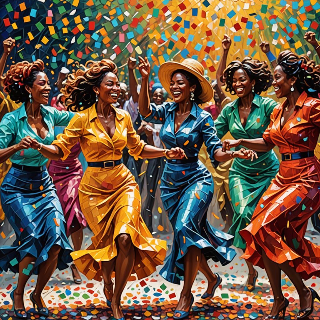Vibrant Caribbean Dance Celebration in Thick Impasto Brushst...