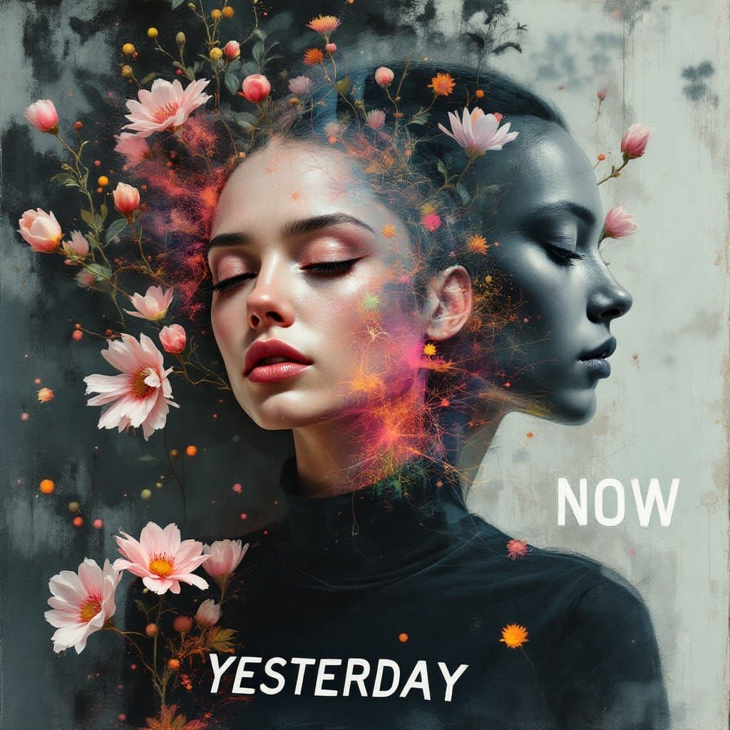 Surrealist Self-Portrait in Vibrant Bloom