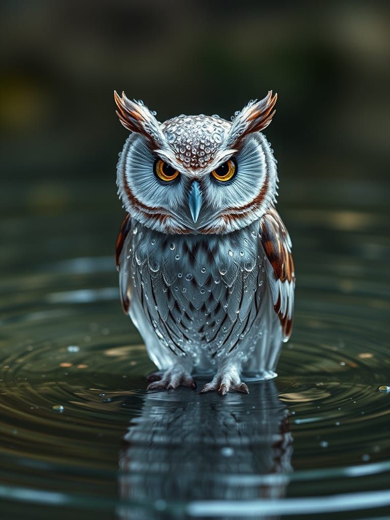 Water Owl Ascends from Serene Pool
