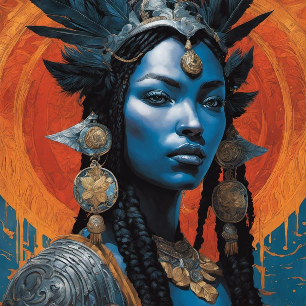 Raven Goddess Warrior: Watercolour Painting