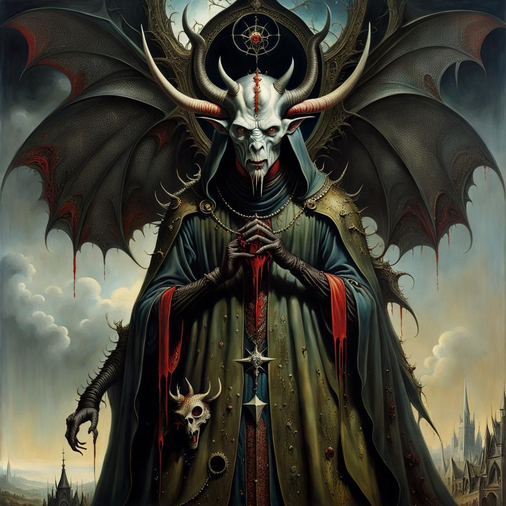 Dark Horror Demon in Twisted Forest, Gothic Art