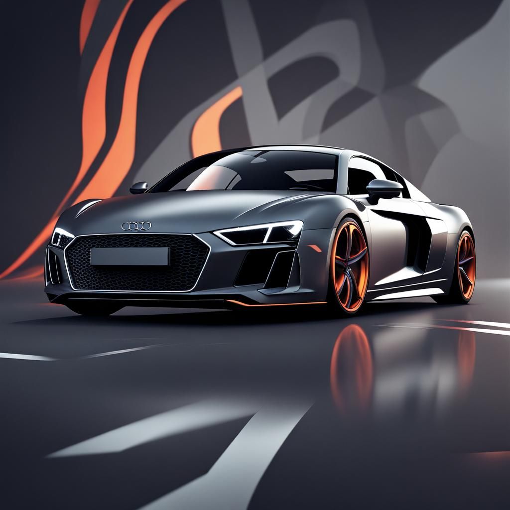 Matte Grey Audi R8 Vector Art Poster