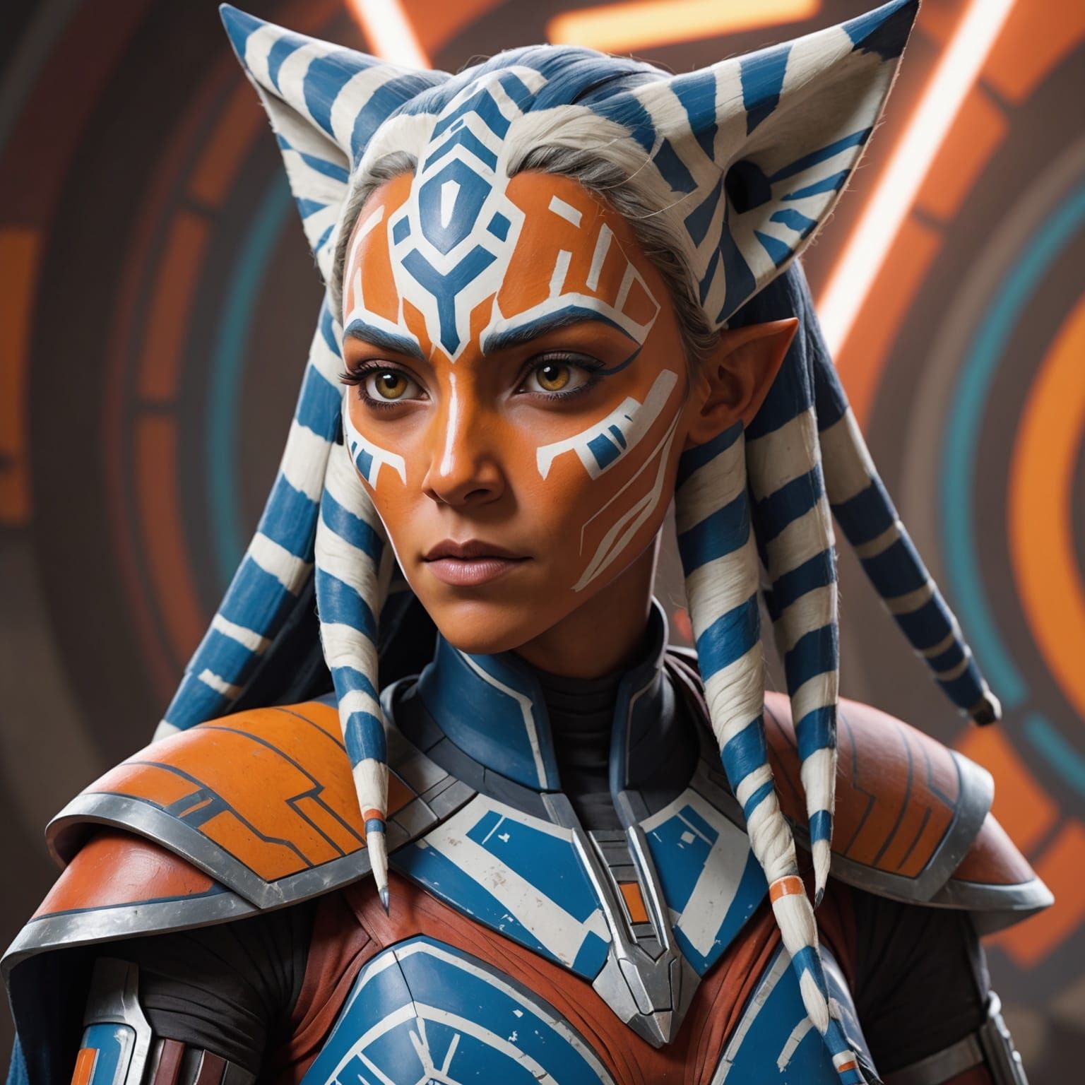 Hyperrealistic Ahsoka Tano Portrait in Digital Art Style