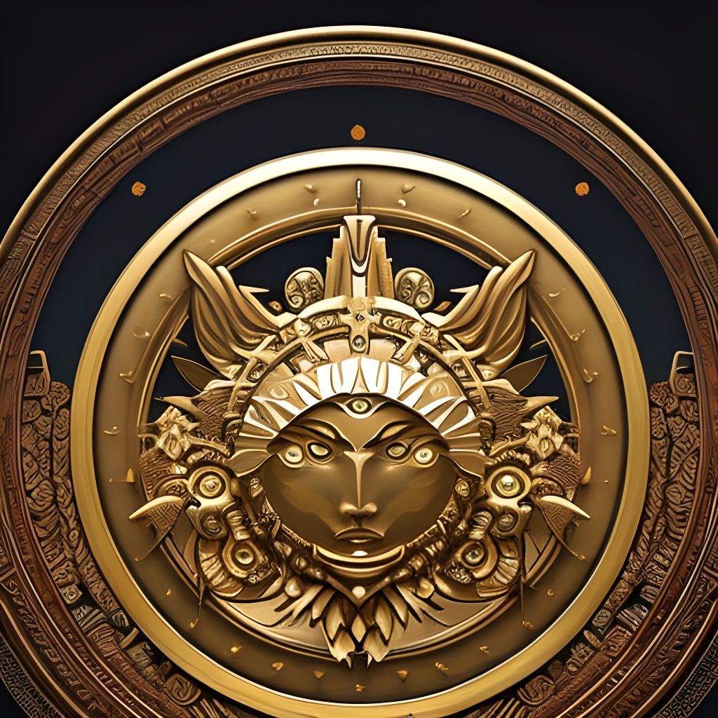 Amaterasu Sun Goddess Etching in Art Nouveau Style
