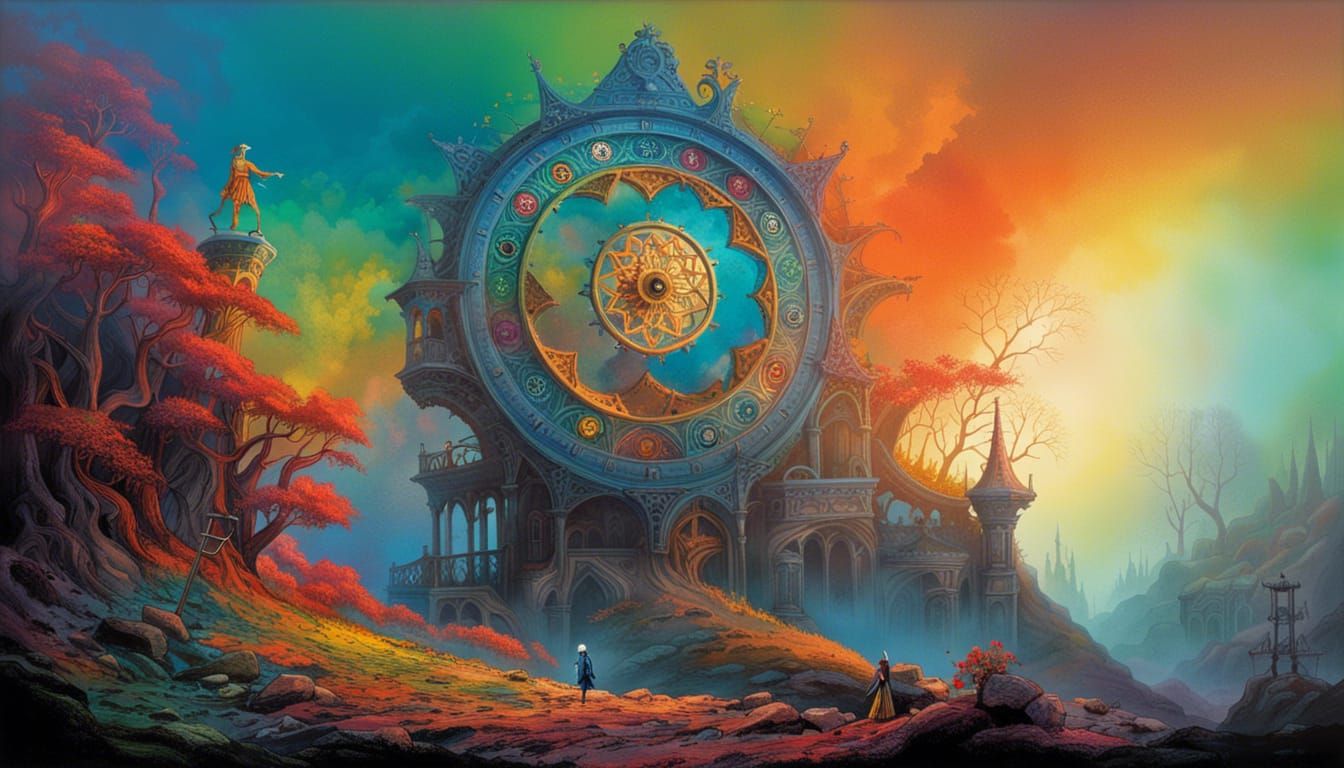 Wheel of Time Turns: Hyperrealistic Colorful Star Clocks
