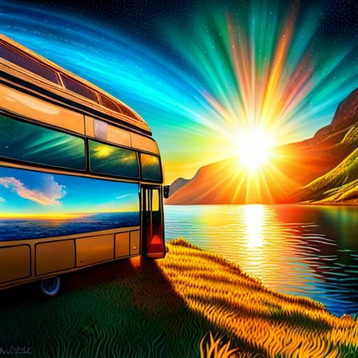 Solar Bus Campsite: Astral Cosmic Seascape