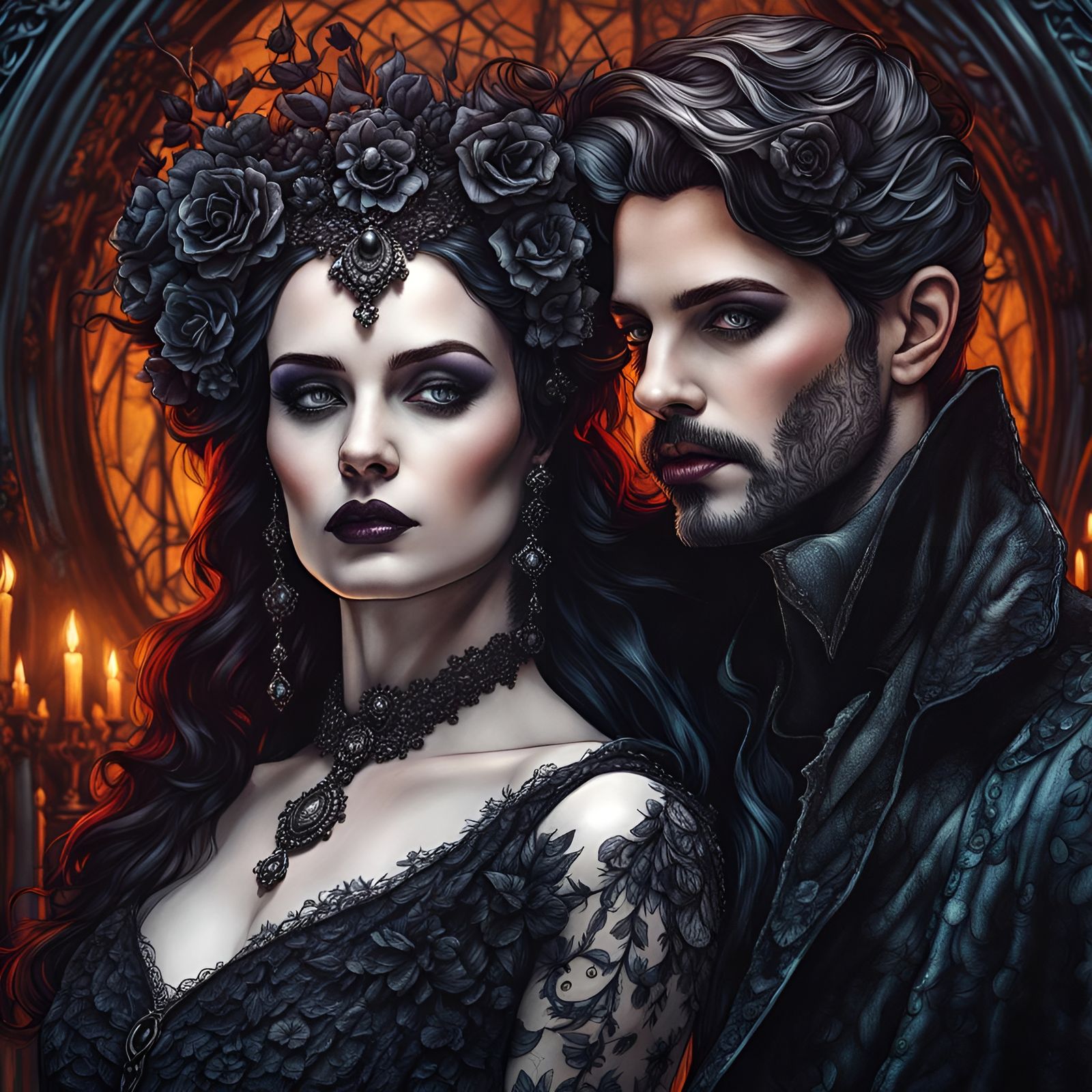 Beautiful Goth Lovers in Detailed Artistic Photography