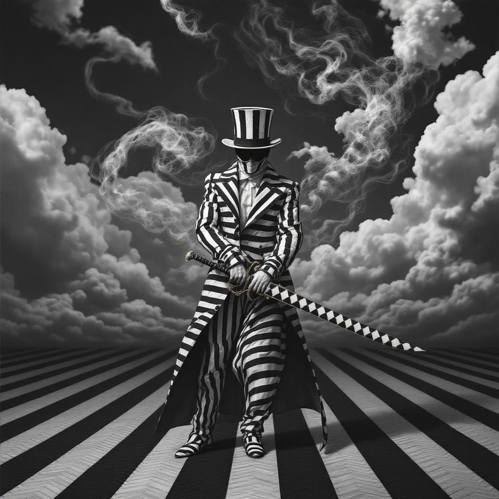 Surreal Trickster Duellist in Optical Illusion World