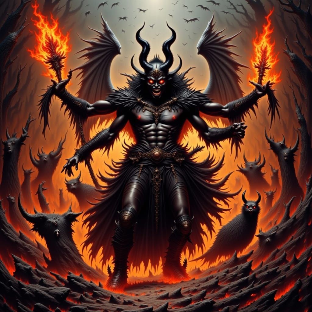 Hell Bat Unleashed in Fiery Landscape