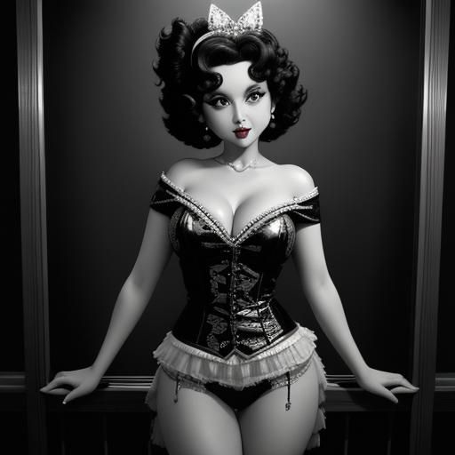 Betty Boop on Trial: Black and White Cinematic Scene