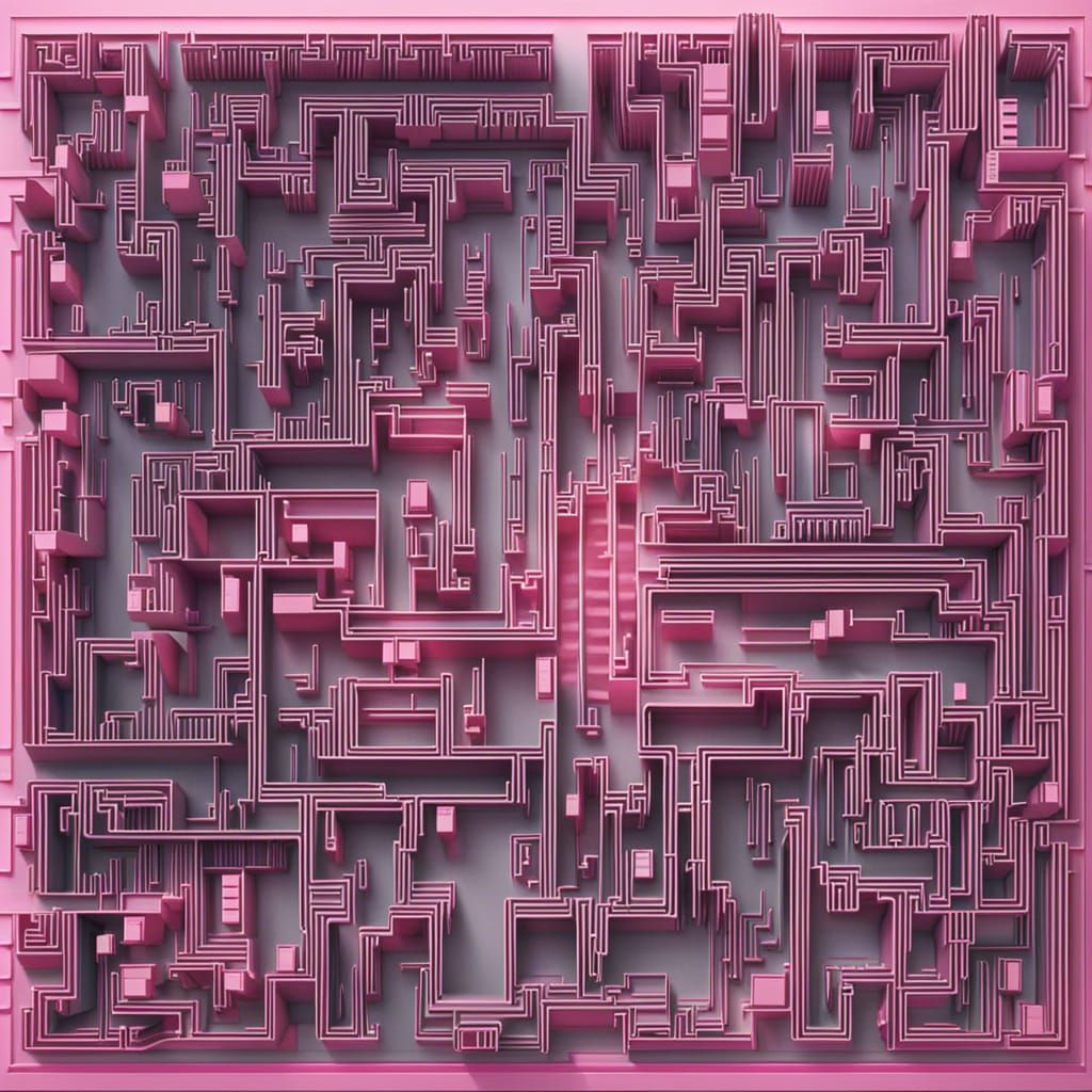 Detailed Pink Neural Maze in Brain Tissue