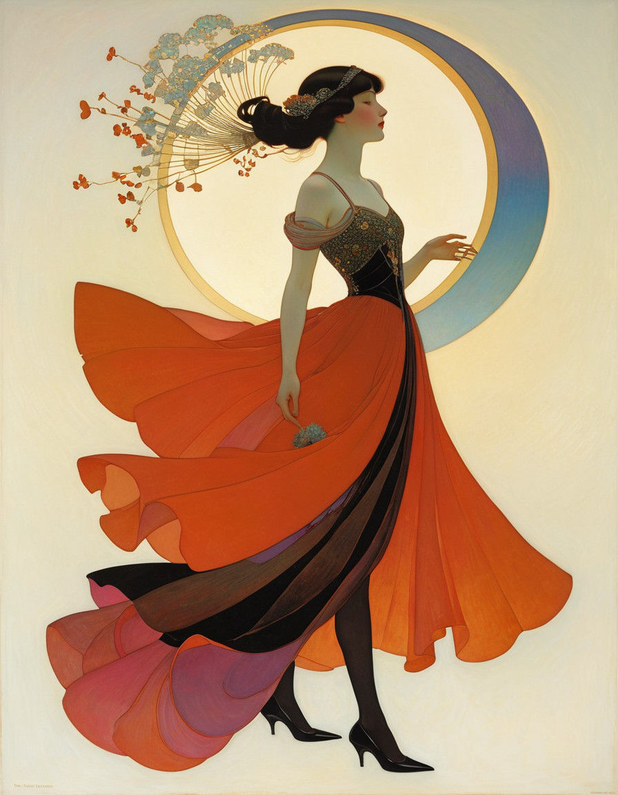 Whimsical Evening Scene in Layered Composition Style