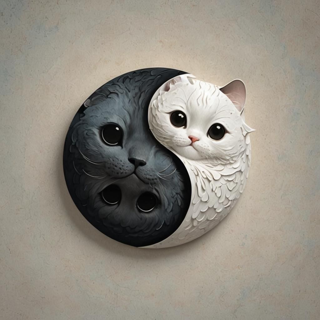 Yin-Yang Kittens in Hyper-Realistic Concept Art