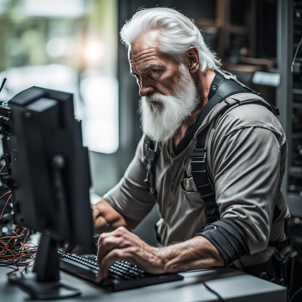 Hacker Hunter: Man with Computer Equipment