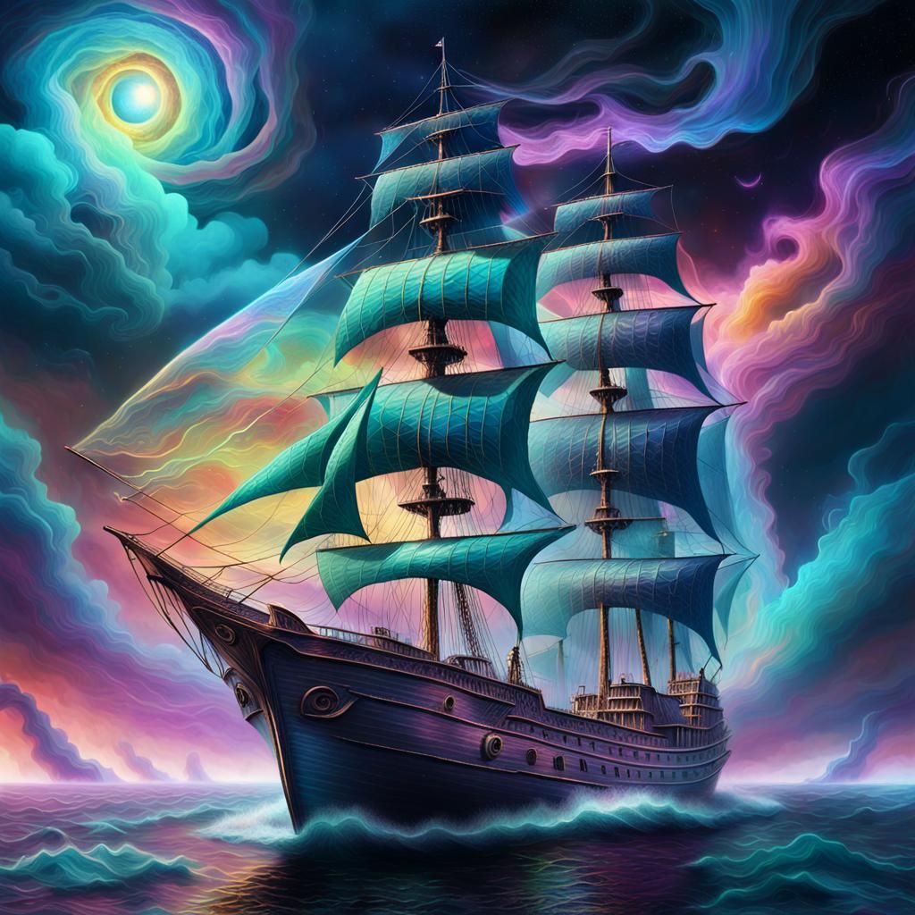 Haunted Ghost Ship in Astral Cosmic Style