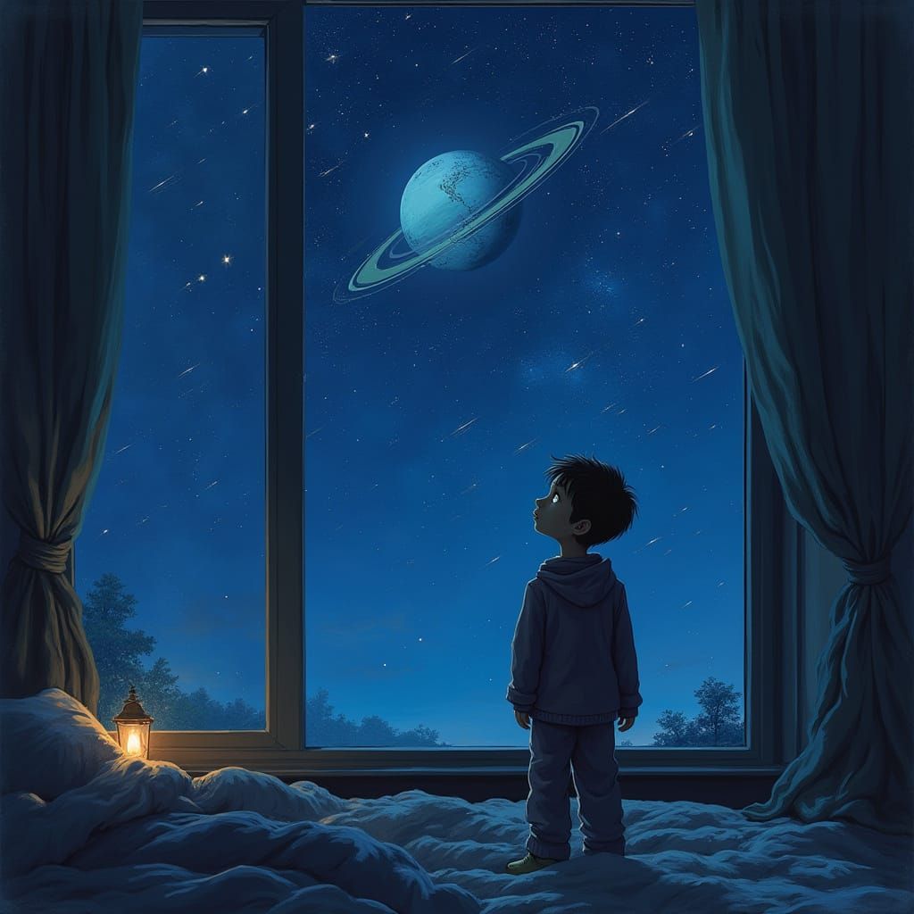 Cosmic Boy Contemplates the Universe