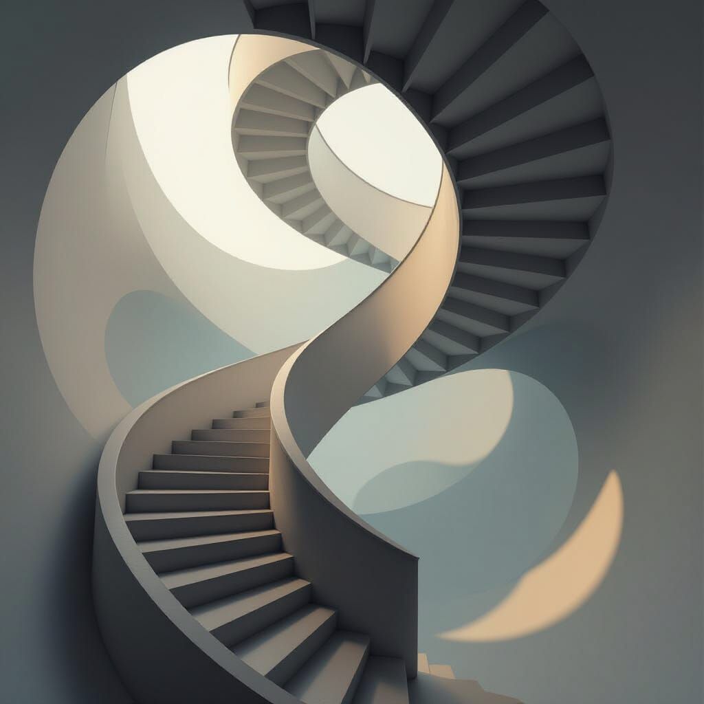 Impossible Spiral Staircase in Surreal Perspective