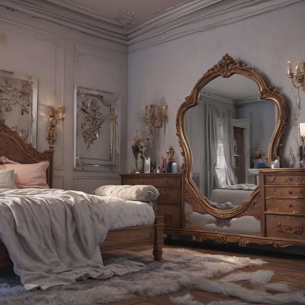 Teen Girl's Bedroom in Detailed Matte Painting Style