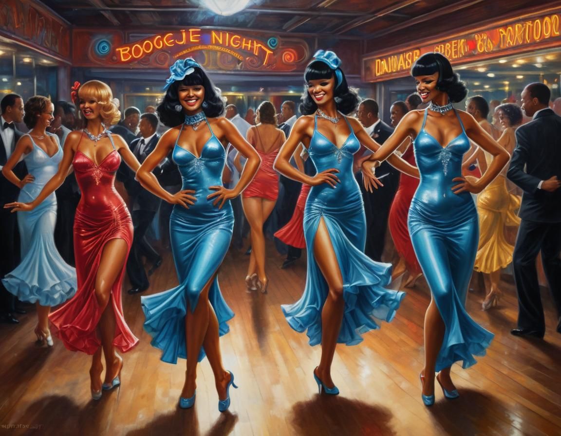 Intricate Satin Boogie Night Dancers
