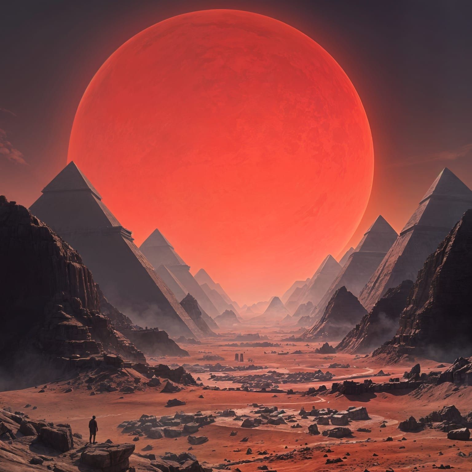 Ancient Mars Pyramids in Vibrant Fantasy Art