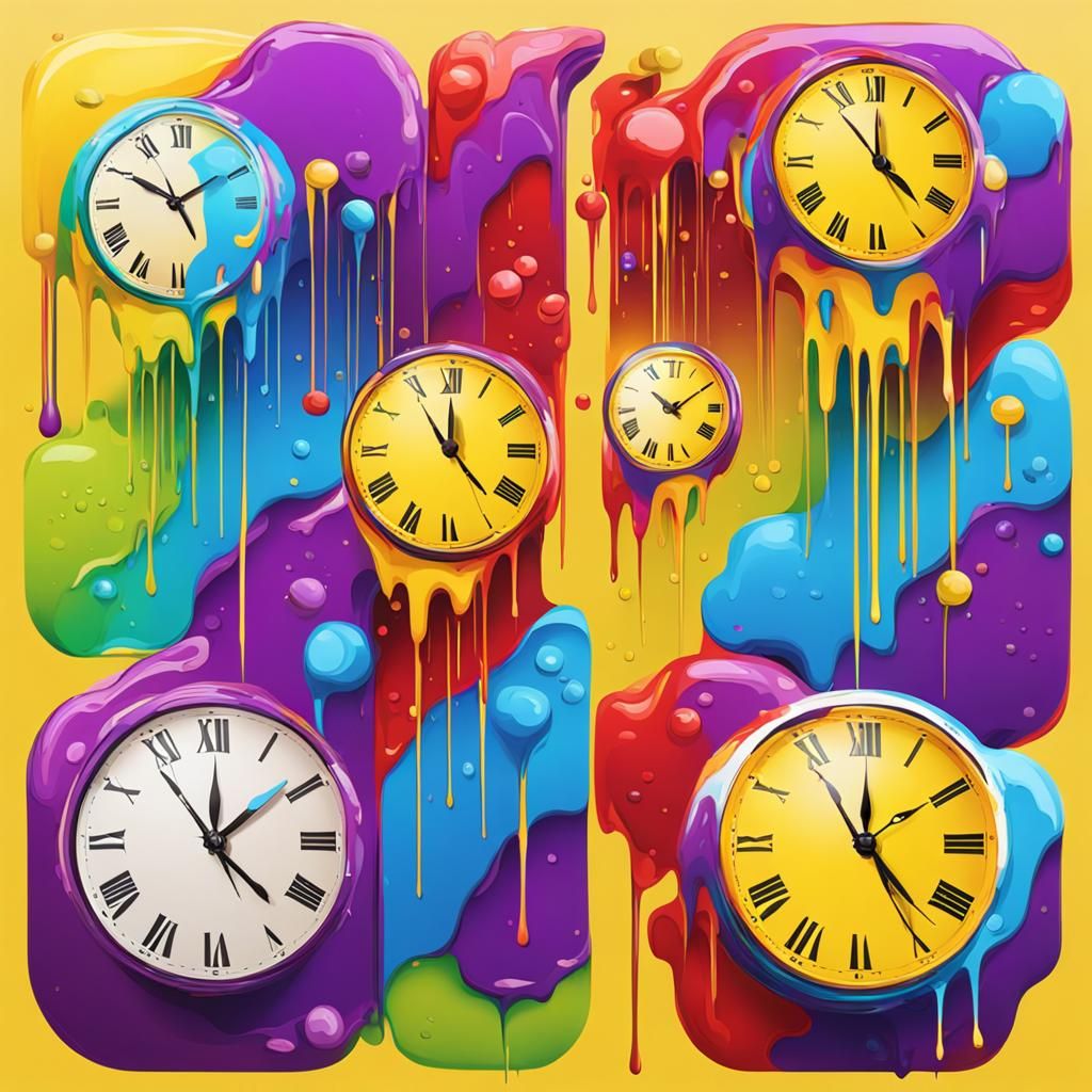 AI Art: Melting Clock Representing Time