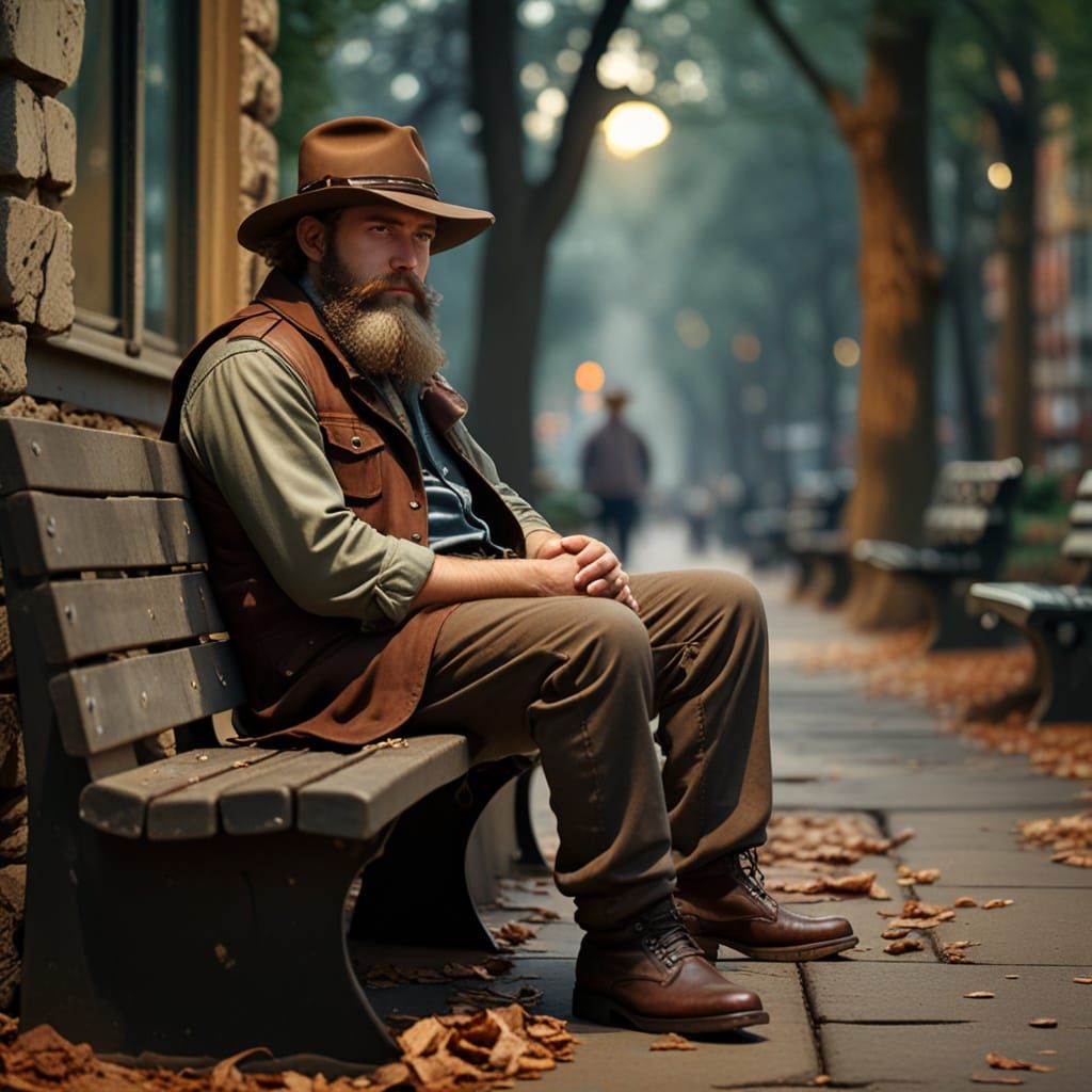 Rugged Cowboy at Sunset in Western Style