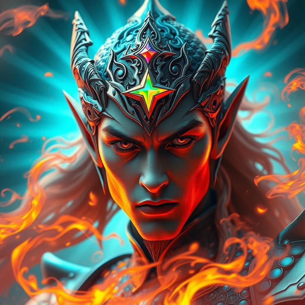 Dragon Prince in Iridescent Armor: Surreal Digital Art