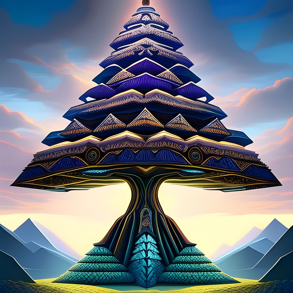 Pyramid Tree of Life: Digital Illustration