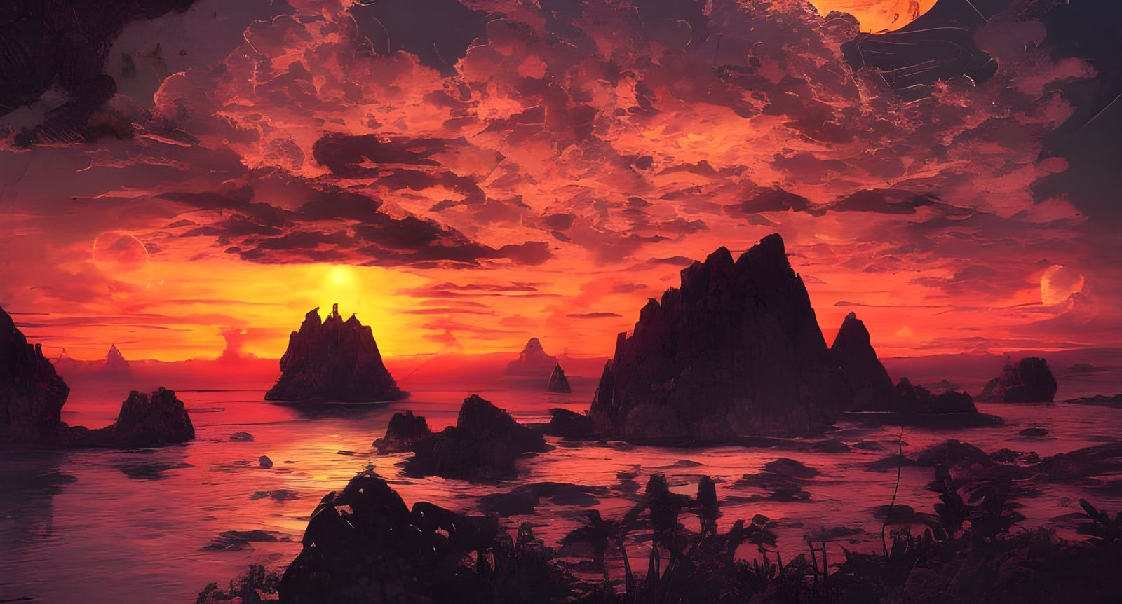 Venus Island Sunset: Hyperdetailed Psychedelic Landscape
