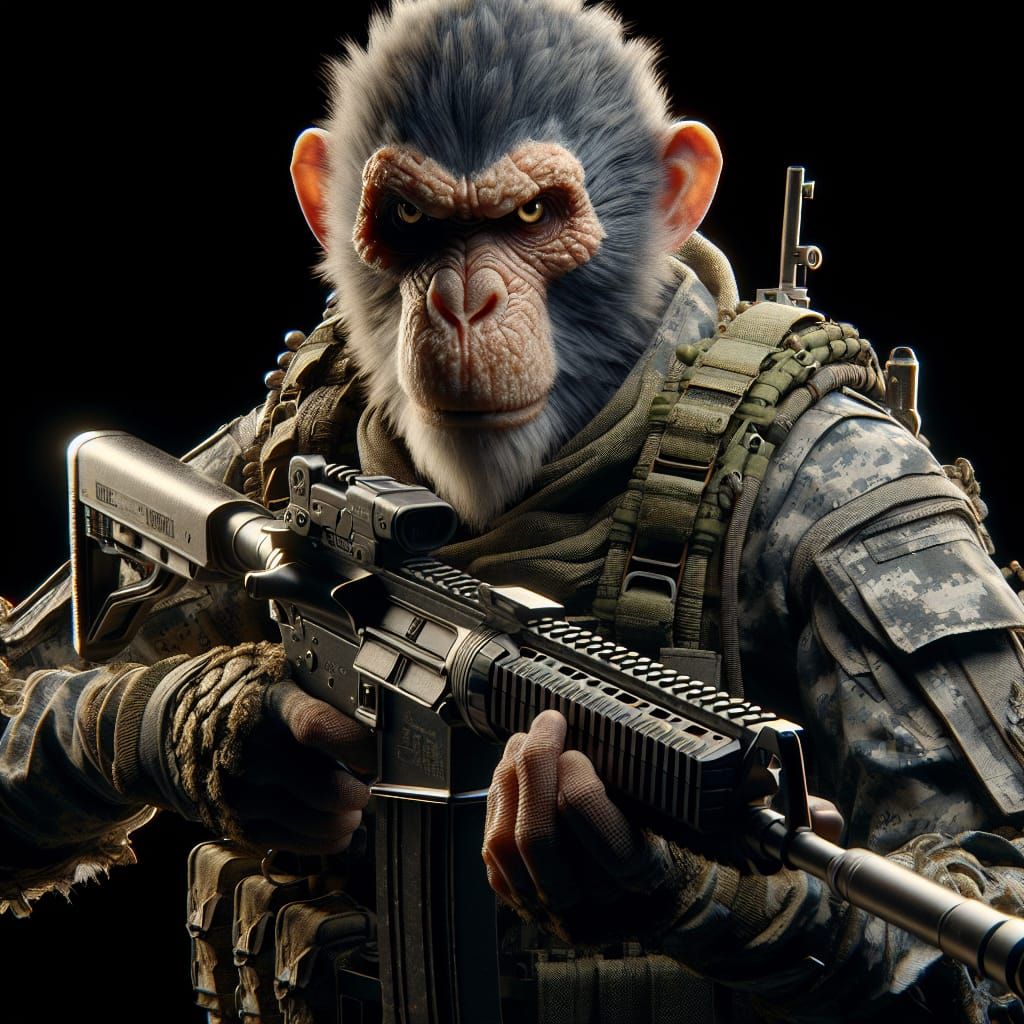 Battle-Ready Armored Monkey Soldier in Ultra HD