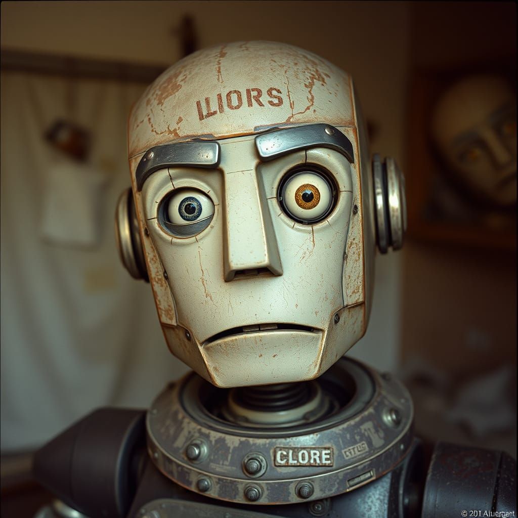 Weary Robot in Weathered Abode