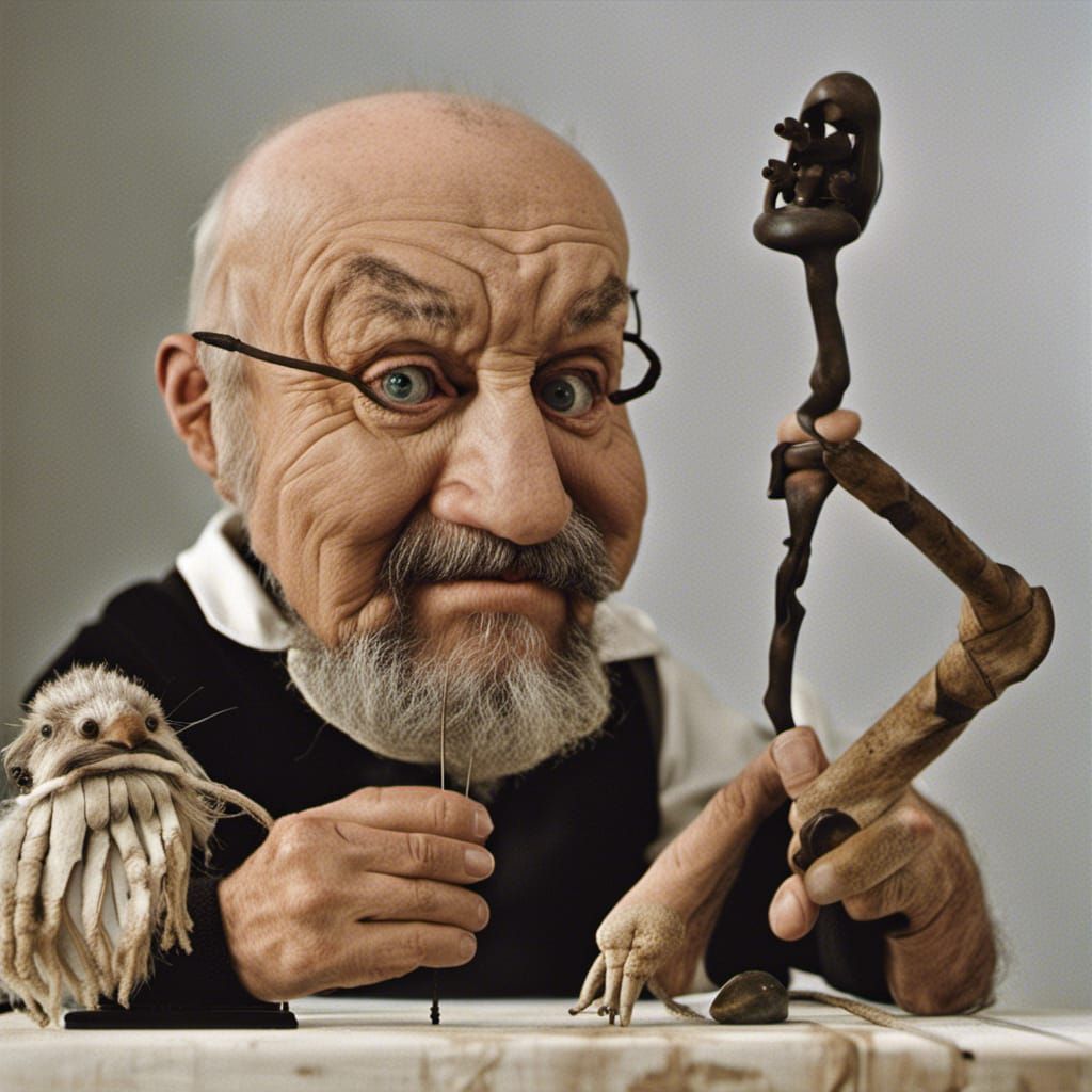 Surreal Puppet Character in Svankmajer Style