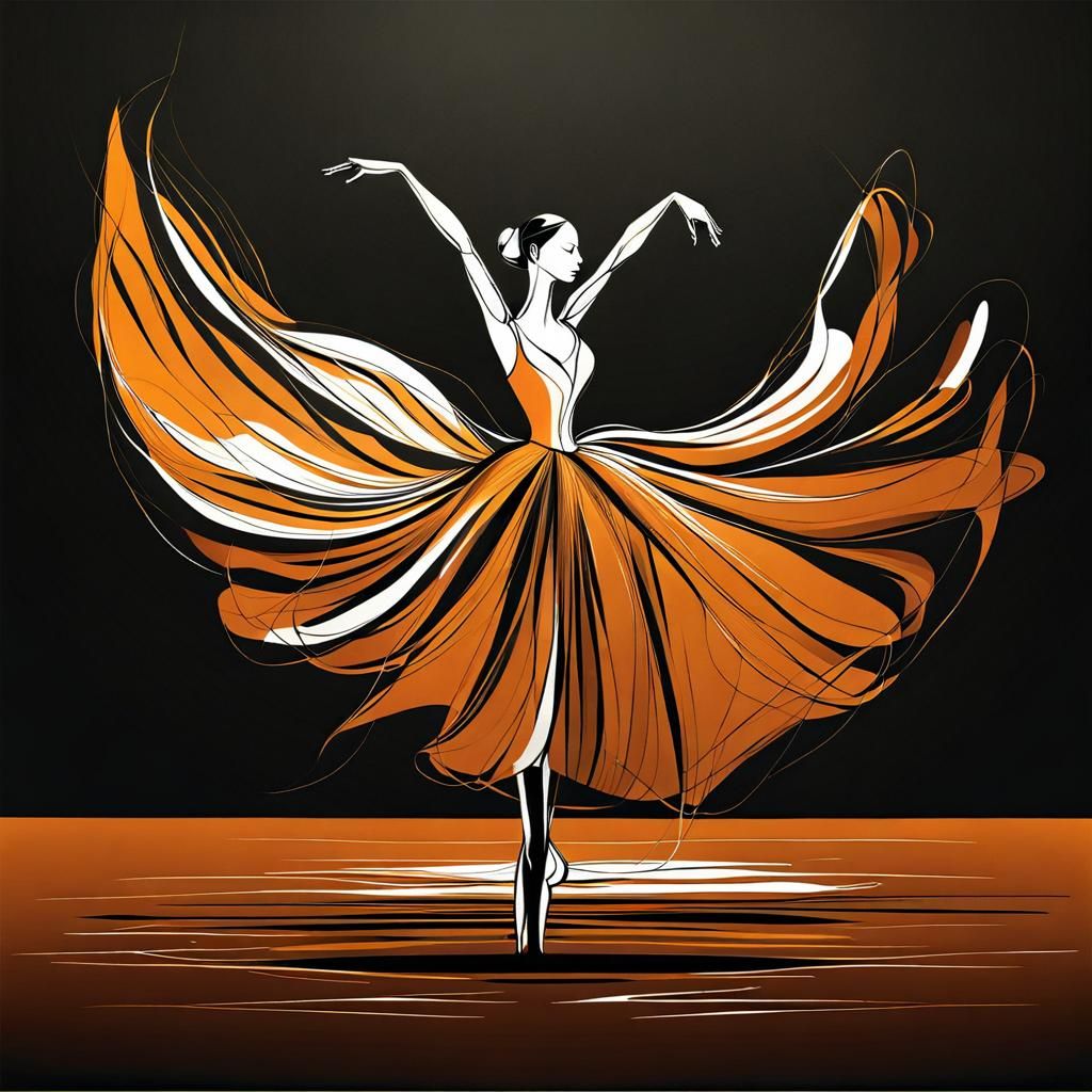 Minimalist Abstract Ballerina Line Art on White