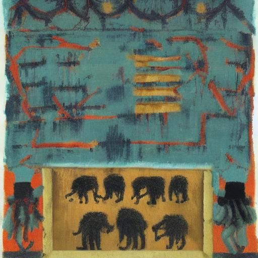 Surreal Beast High Five in Rothko and Magritte Style