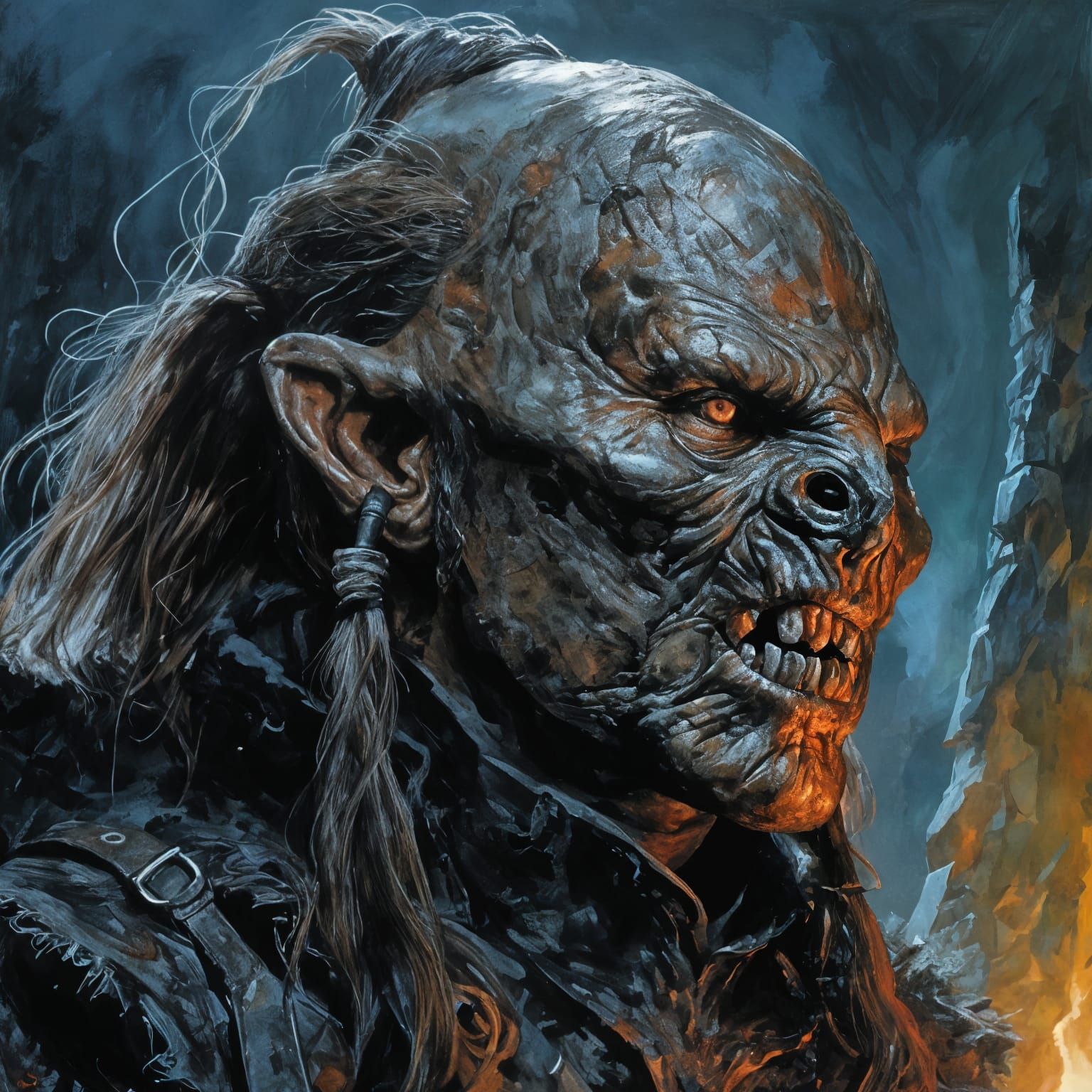 <lora:Orc:1.0> potrait, with long beard by Richard Michael G...