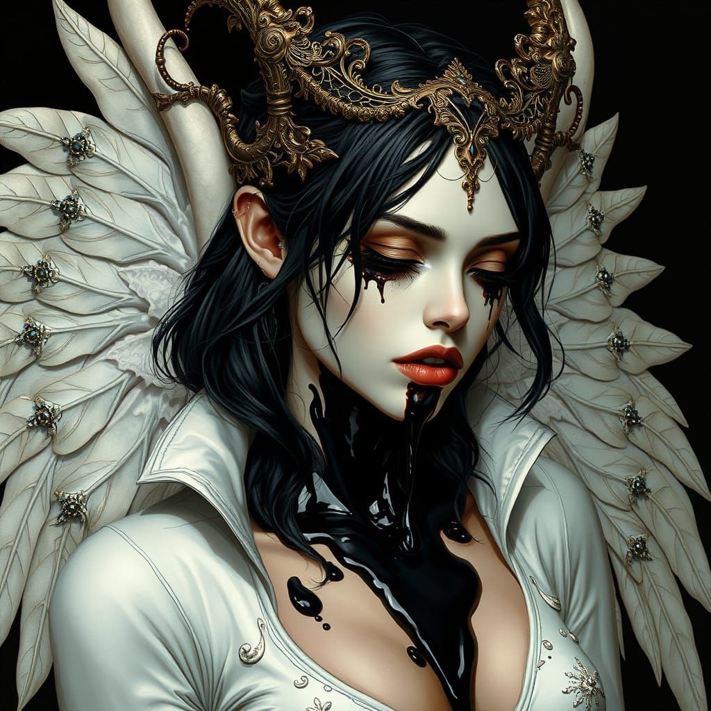 Deity in Latex: A Dark Art Nouveau Vision