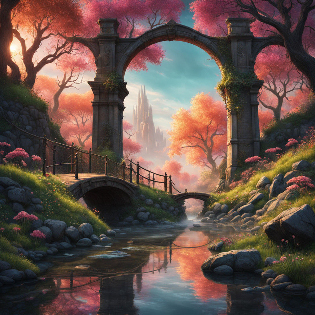 Ethereal Abandoned Bridge in Twilight Desolation