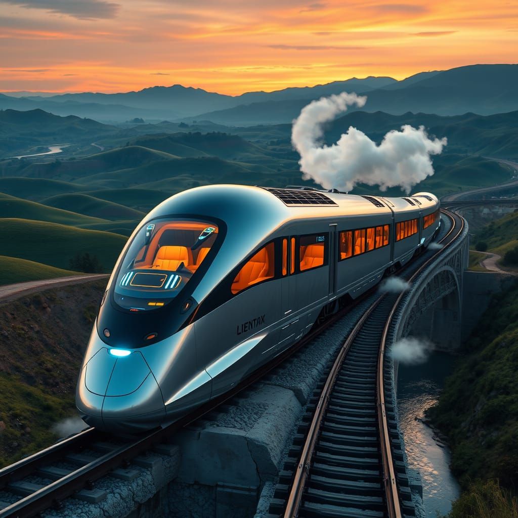 Futuristic Silver Bullet Train Speeds Through Breathtaking L...