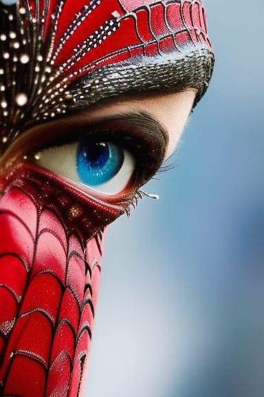 Spiderwoman Portrait in Hyperrealistic Style