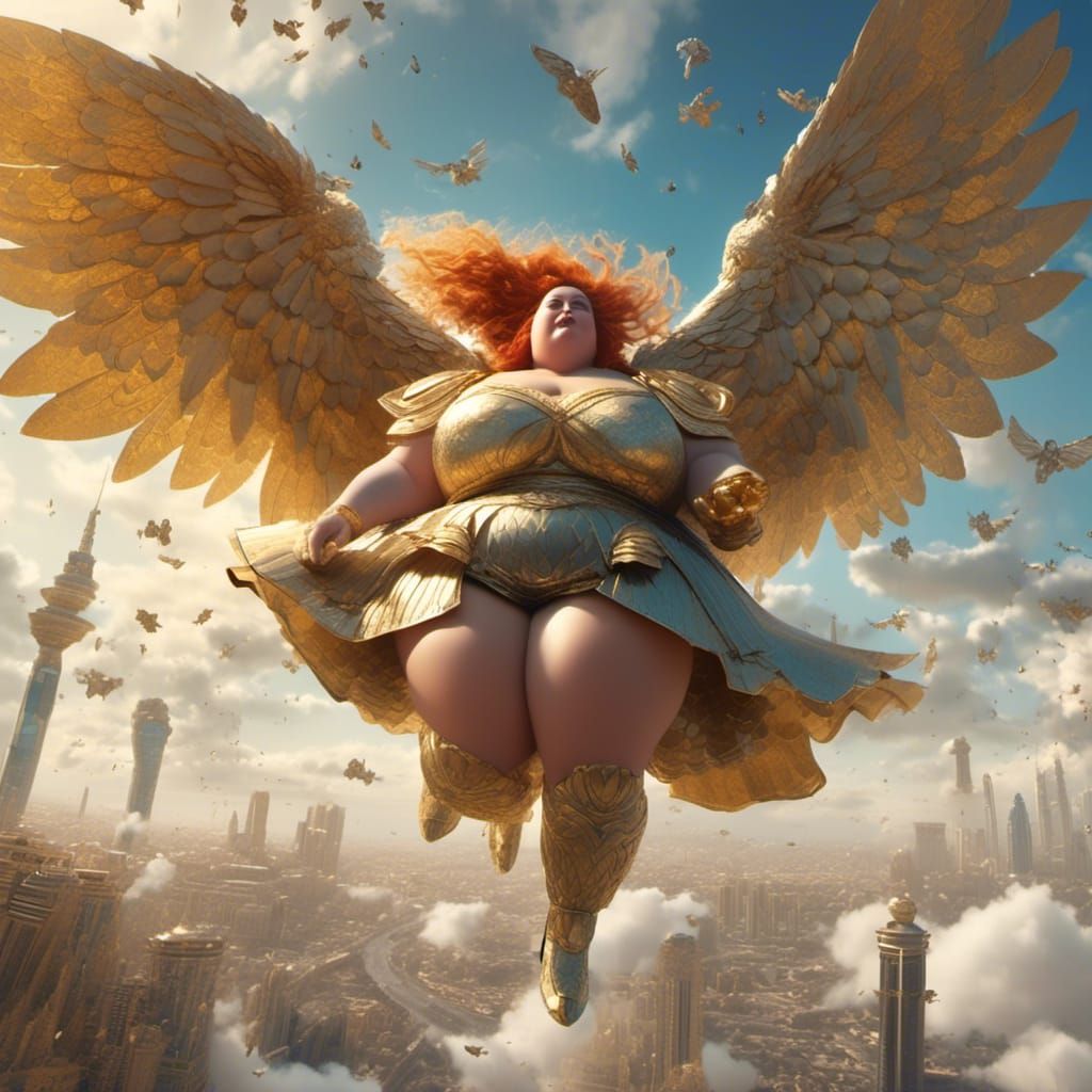 Gothic SSBBW Superheroine Flies Above Dubai