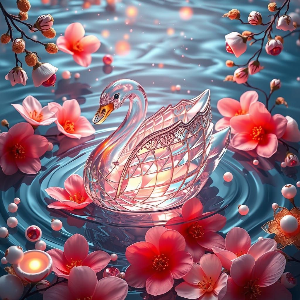 Ethereal Swan in Pearlescent Paradise