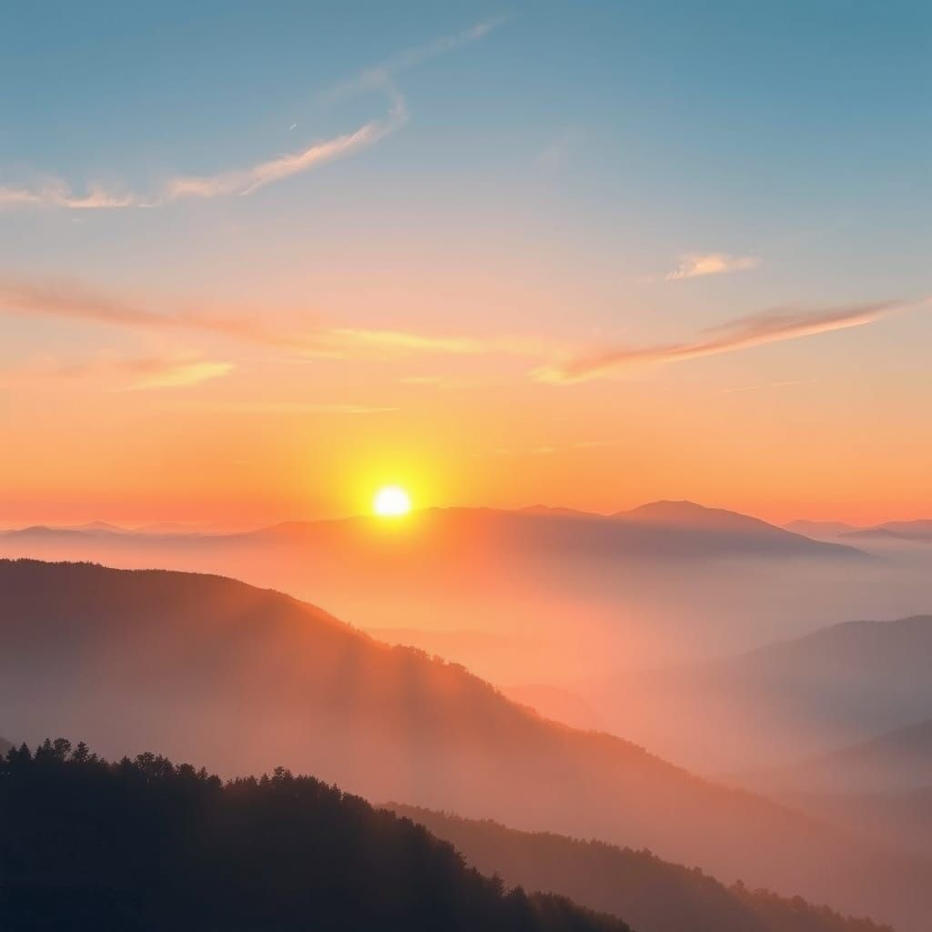 Golden Dawn Over Tranquil Mountains