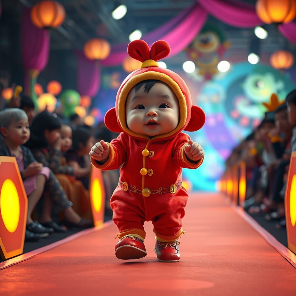 Whimsical Fashion Show: Toddling Baby in Shinchan Cosplay